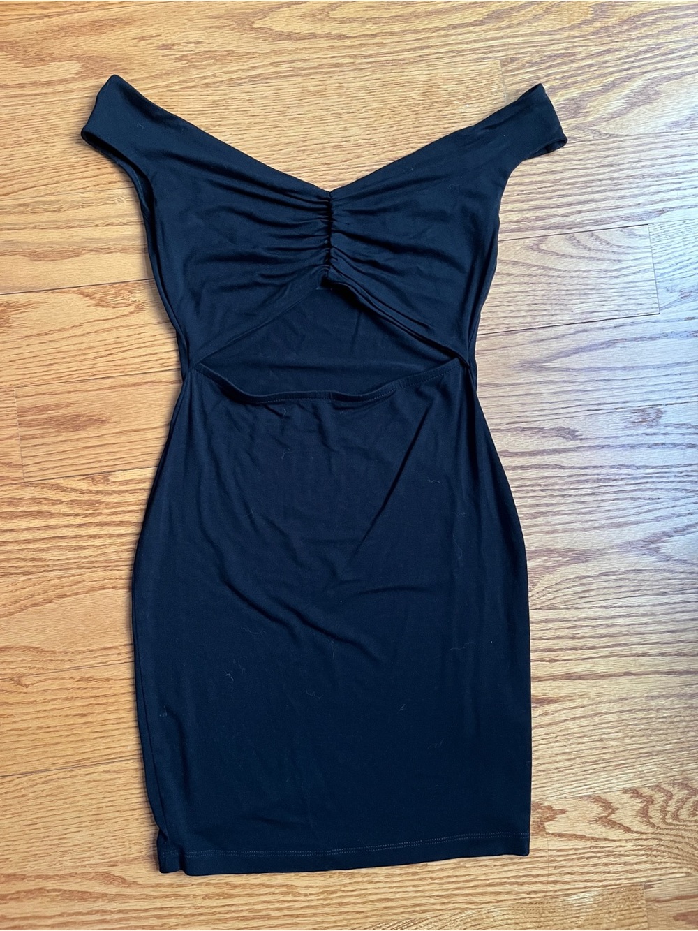 ASOS Petite Black Off-Shoulder Cutout Mini Dress